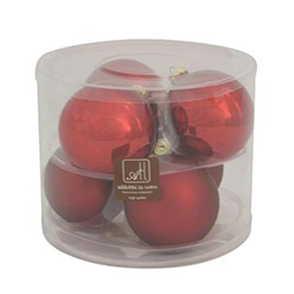 Palla Di Natale In Vetro 9cm – Auto Rossa Con Albero – Addobbo Tradizionale - 2