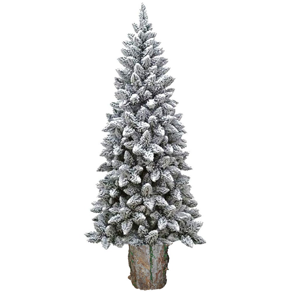 Albero di natale innevato Dresda Slim in PE Real touch + PP Effetto –