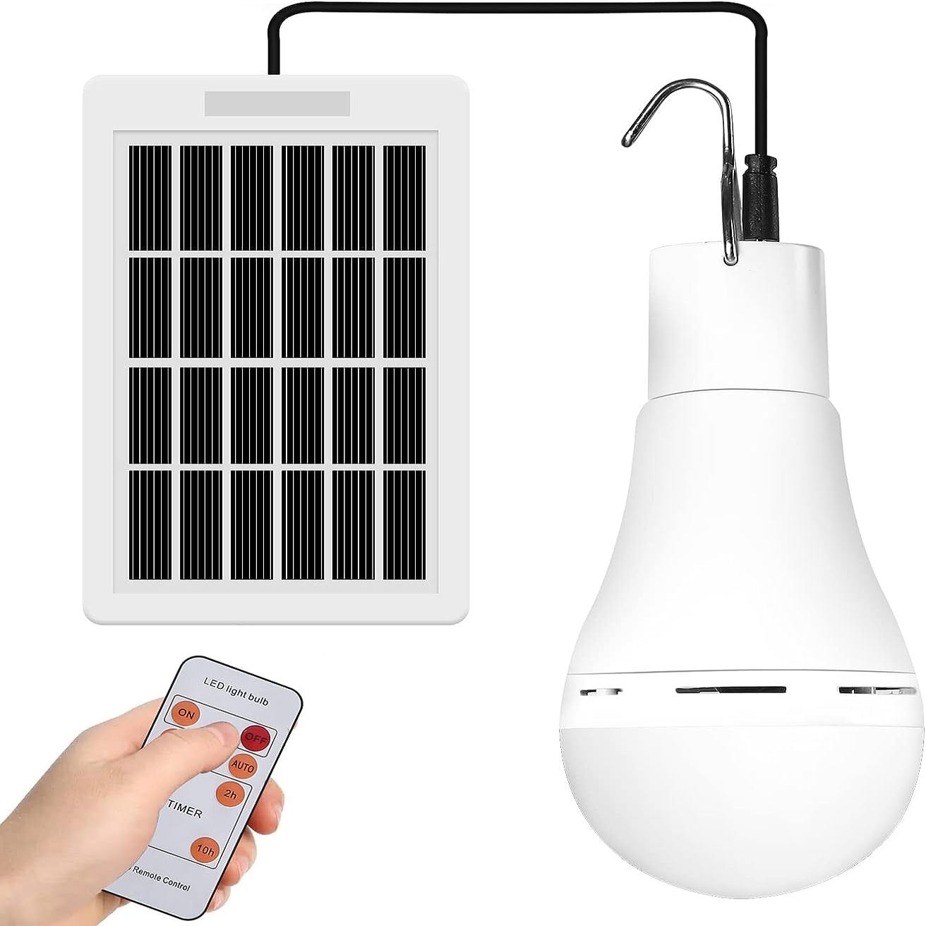 Bombilla Solar para Exteriores LED Lámparas Solares para Uso en Lámpara  Colgante Luz Blanca 7W con Control Remoto Interfaz USB Cable de Extensión  de 3