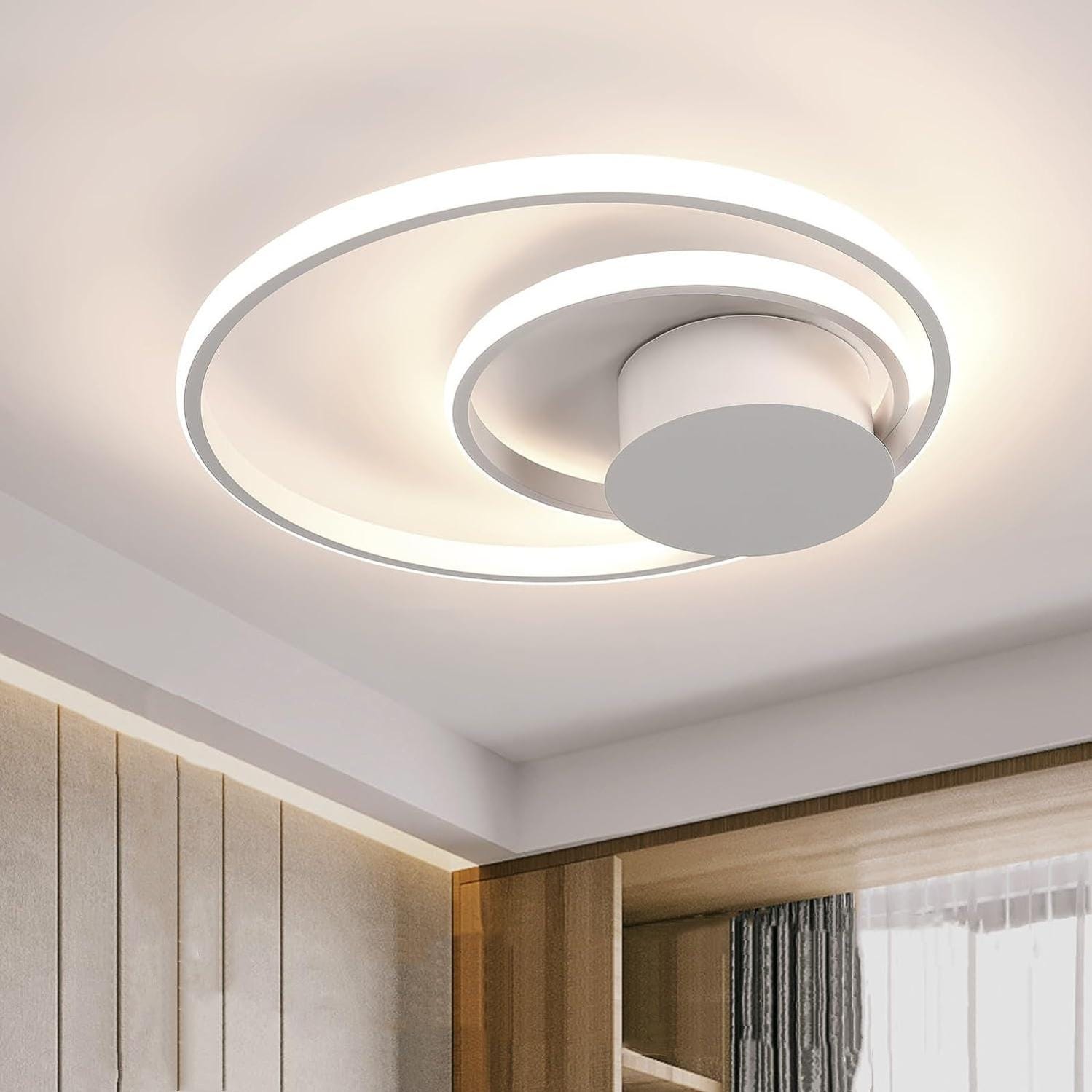 Plafonnier Led Dimmable Moderne Cercle Anneaux Lampe de Plafond