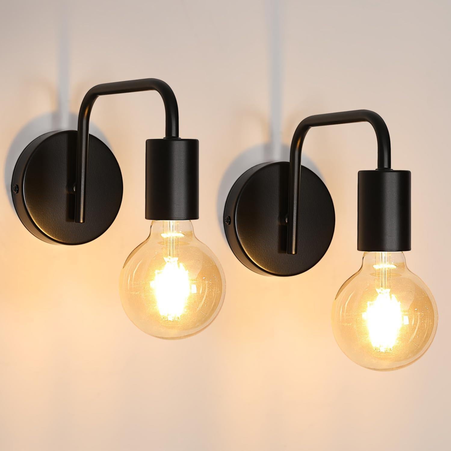 2 Pezzi Lampade da Parete Interni Moderna E27 Applique da