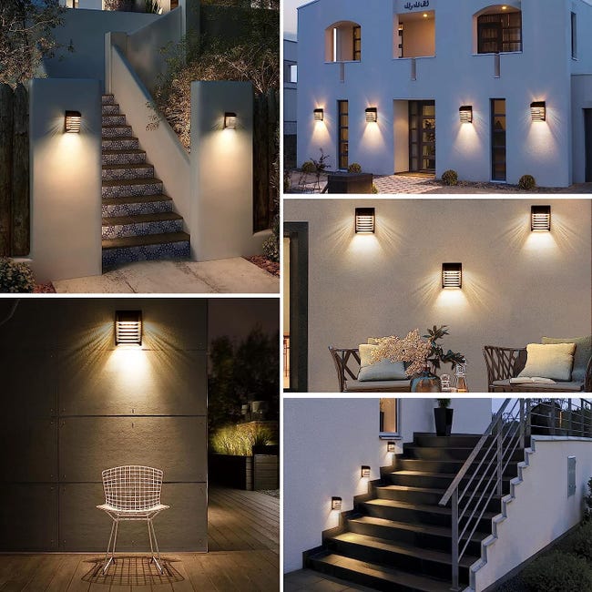 2 pièces Applique solaire Extérieur Lampe murale LED Pour Cour Jardin  Couloir Terrasse Proche Mur Pathway Patio Villa