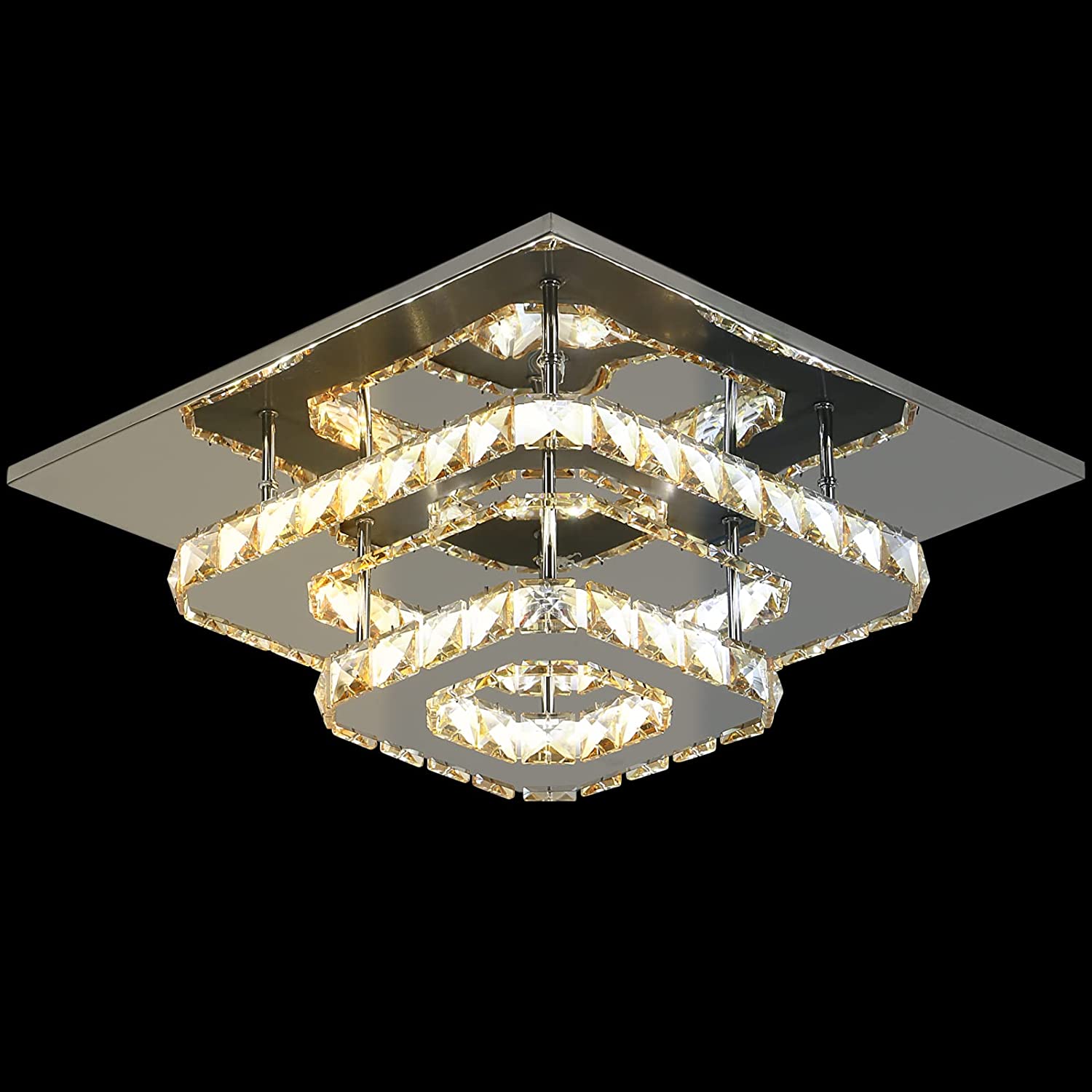 Plafoniera LED in Cristallo Moderno Dimmerabile 3000K/4000K/6000K Quadrato  Lampada a Soffitto Per Cucina Sala da pranzo Camera da letto Corridoio Ingr
