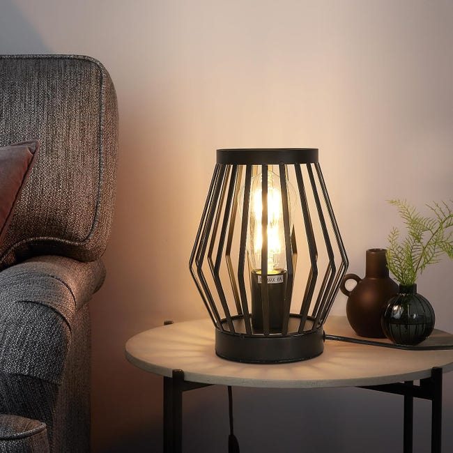 Lampe à poser Vintage Cage Lampe de chevet E27 Base Pour Chambre