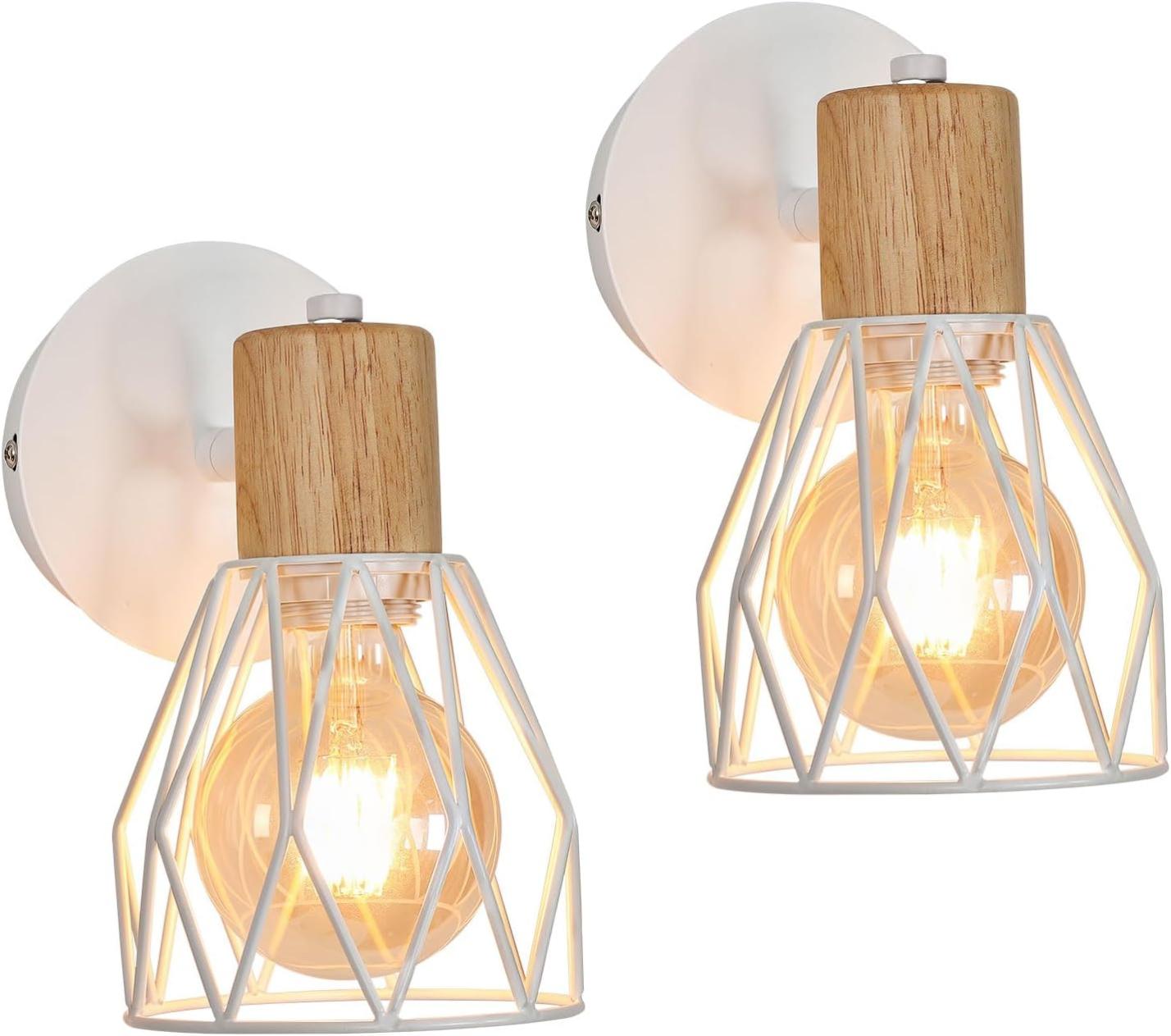 2 Pezzi Applique Per Interni In Legno Retro Lampada Da Parete Base E27 Per Camere Da Letto Soggiorni Corridoi E Disimpegni 89722059