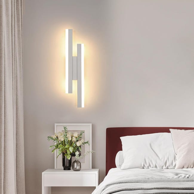 Applique Murale Chambre,3 Luminosité Lampe Murale Sans Fil avec Lumière  Chaude/Naturelle/Blanche,Commande Tactile