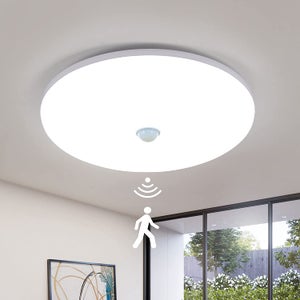 Plafonnier LED Moderne avec Détecteur de Mouvement radar Intérieur 6000K  Lampes de Plafond avec Capteur crépusculaire Luminaire de Plafond pour