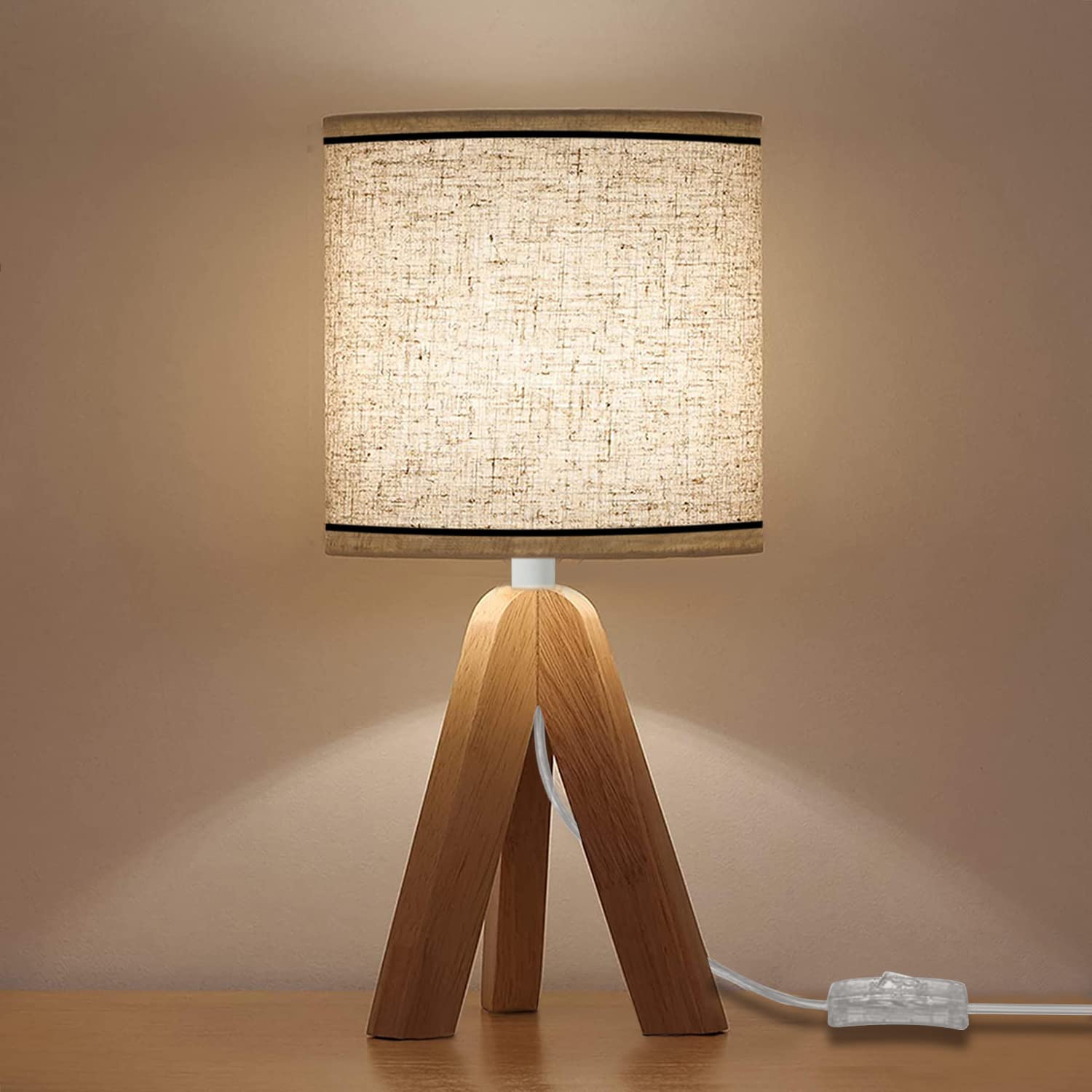 Lampe de chevet LED en bois moderne en trépied - Comptoir des Lampes