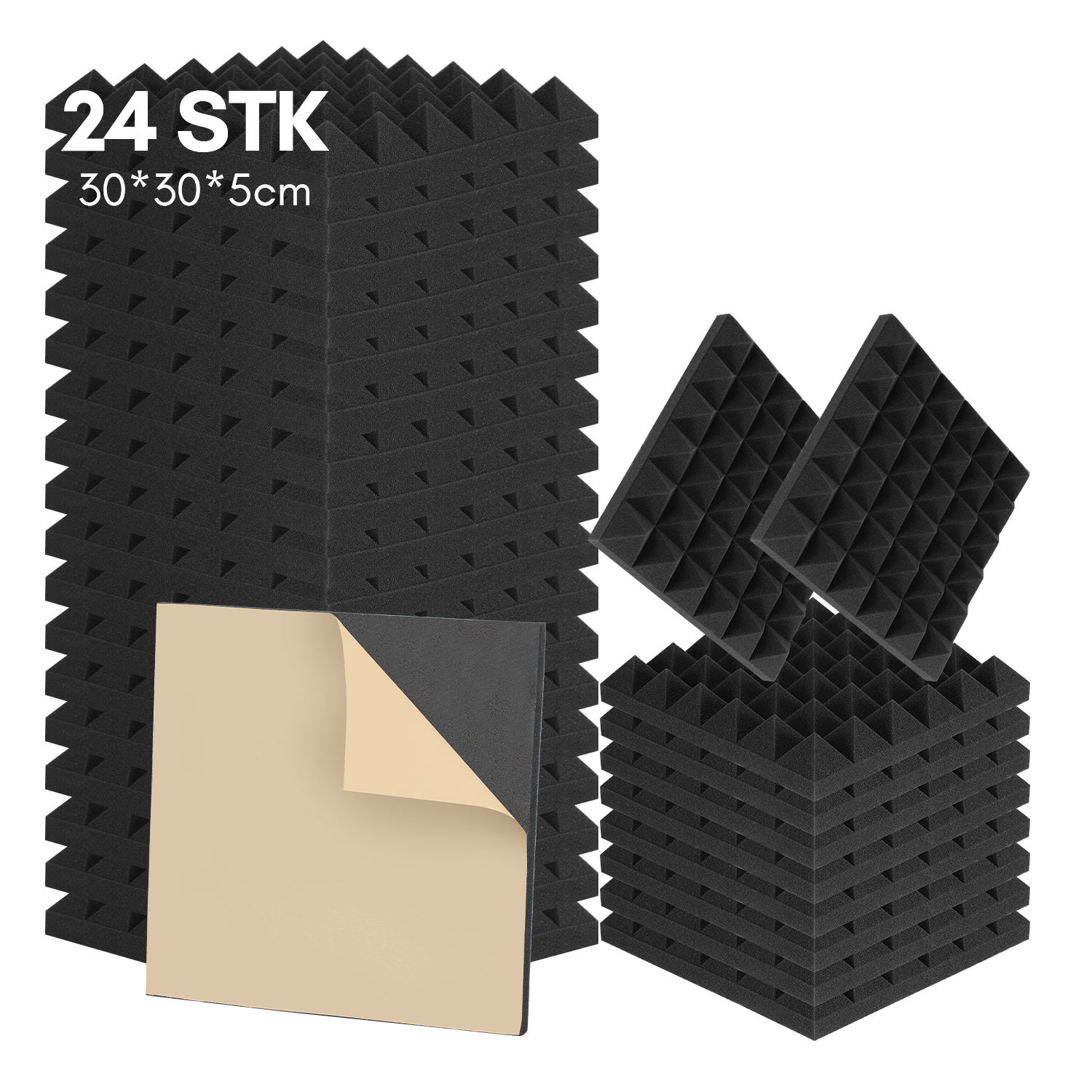 24x paneles de espuma acústica cuñas de insonorización de estudio paneles  resistentes al fuego de alta densidad 30x30x2,5 cm