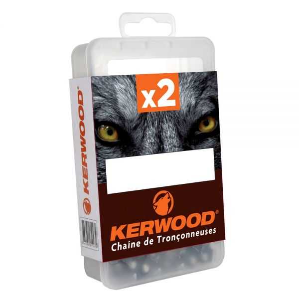 2 Chaînes tronçonneuse Kerwood 52 maillons 3/8LP 1,3mm semi carrée