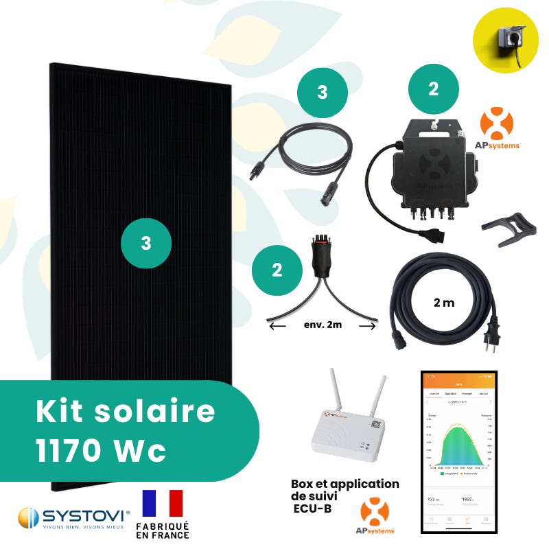 Kit panneau solaire toiture 1000W - Plug and Play
