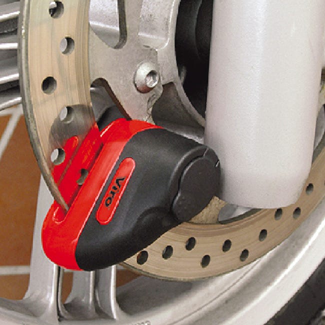 Lucchetto in acciaio blocca disco anti furto per moto e scooter VIRO HAMMER  - Finitura nero-arancione - Asta 5.5 mm