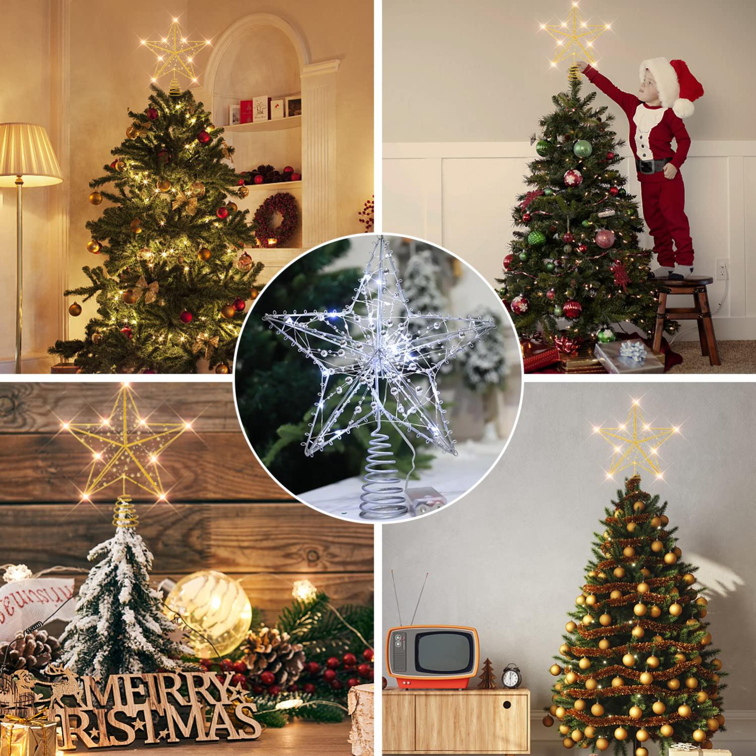 Stella Luminosa Per Albero Di Natale – Puntale Decorativo A 5 Punce Con Luci Calde, 23 Cm