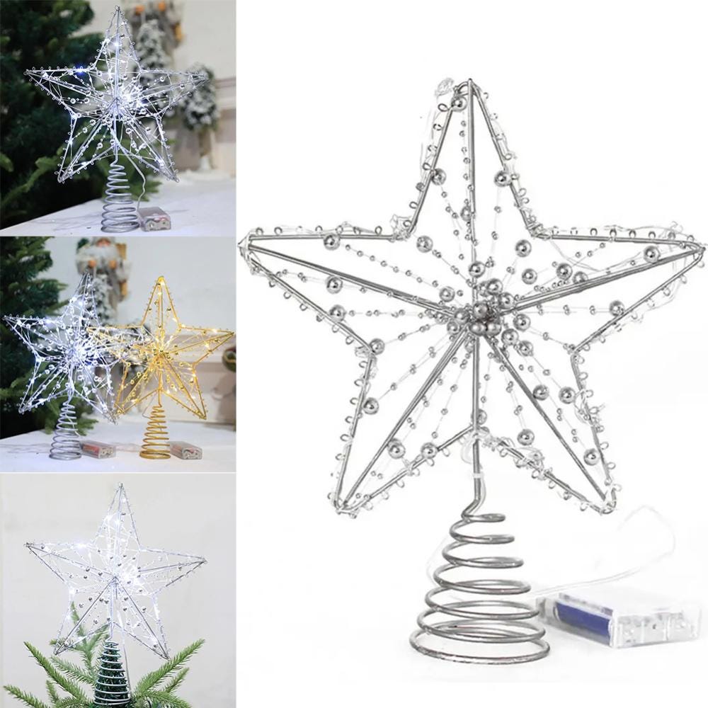 Puntale Albero Di Natale A Stella | 21x23cm, 31 LED | 8 Modalità Luci | Decorazione Natalizia - Foto 3