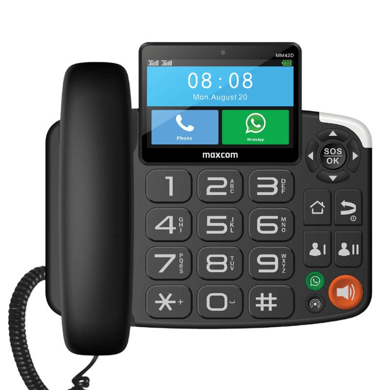 Maxcom MM42D - Téléphone fixe avec carte SIM 4G adapté senior