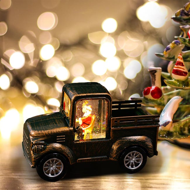 Décorations de Noël, ornements de table, camion rétro lumineux à LED, pièce  maîtresse de bureau, décoration de fête à la maison (15,5 x 7,5 x 10 cm)