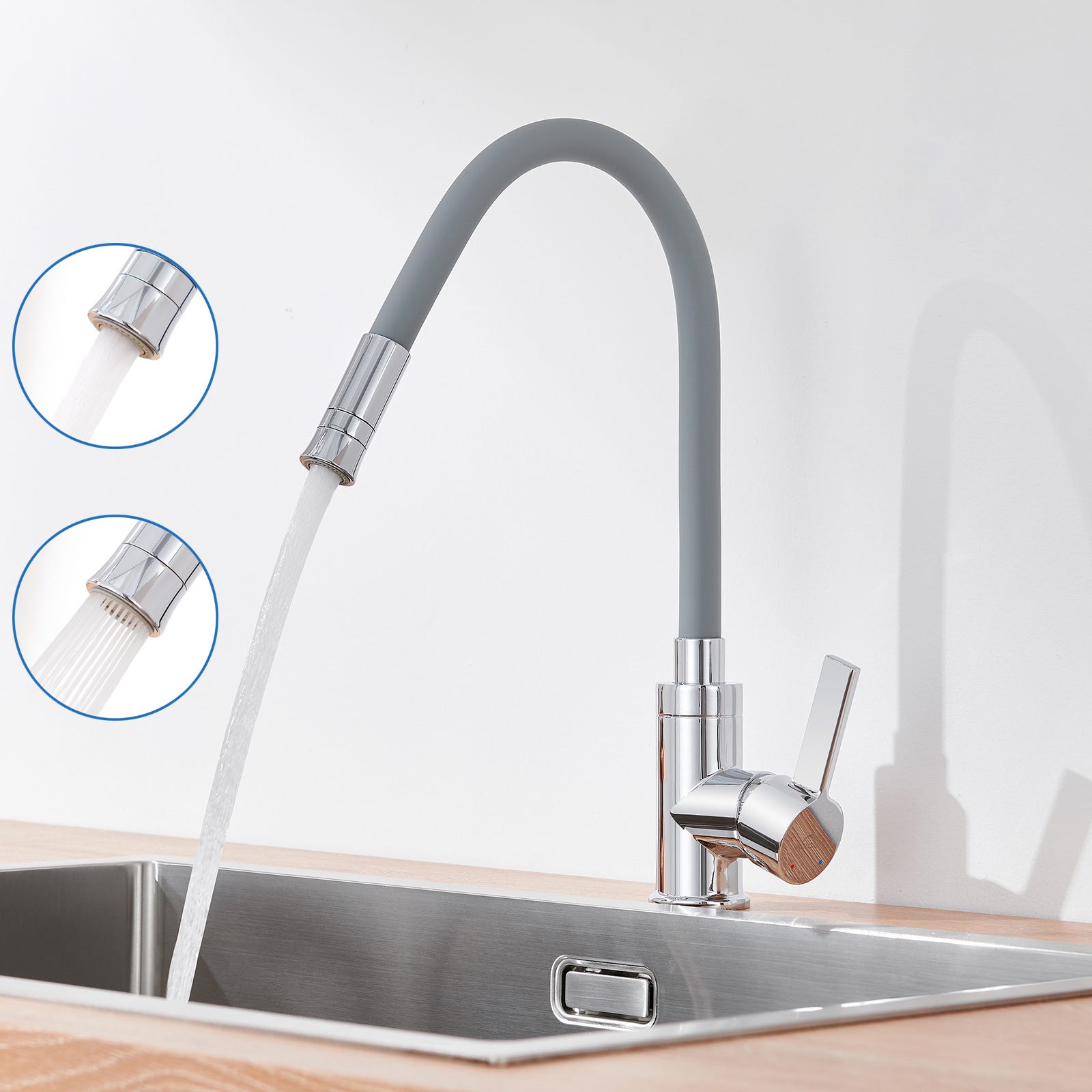 FontBrico A-1116355 Extension de robinet de cuisine | Atomiseur flexible  pour évier | Aérateur robinet de cuisine | Aérateur extensible pour évier  de