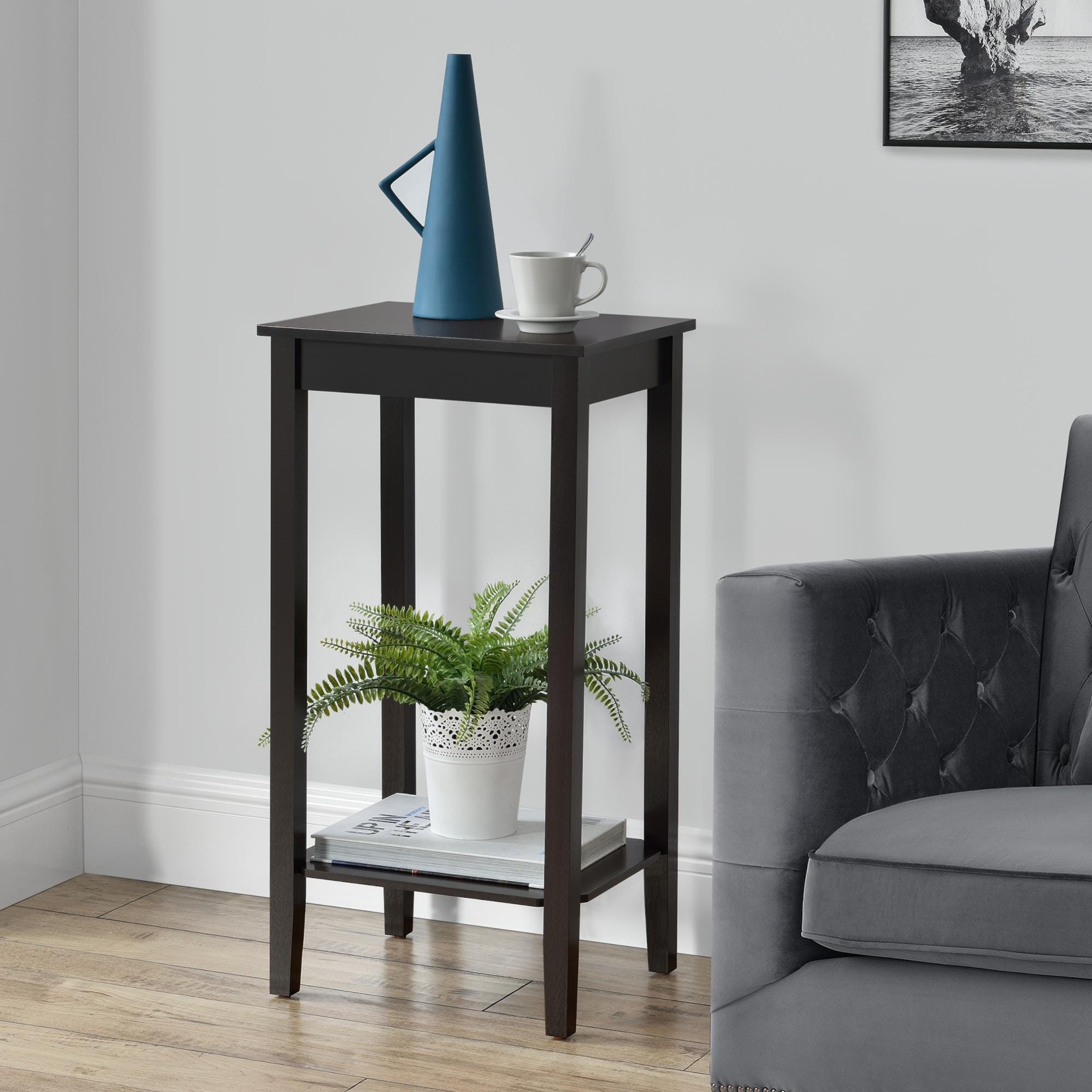 MODERION Tavolino In Legno Massello Mid-Century – Con Ripiano Portaoggetti E Gambe Intagliate – Colore Ciliegio
