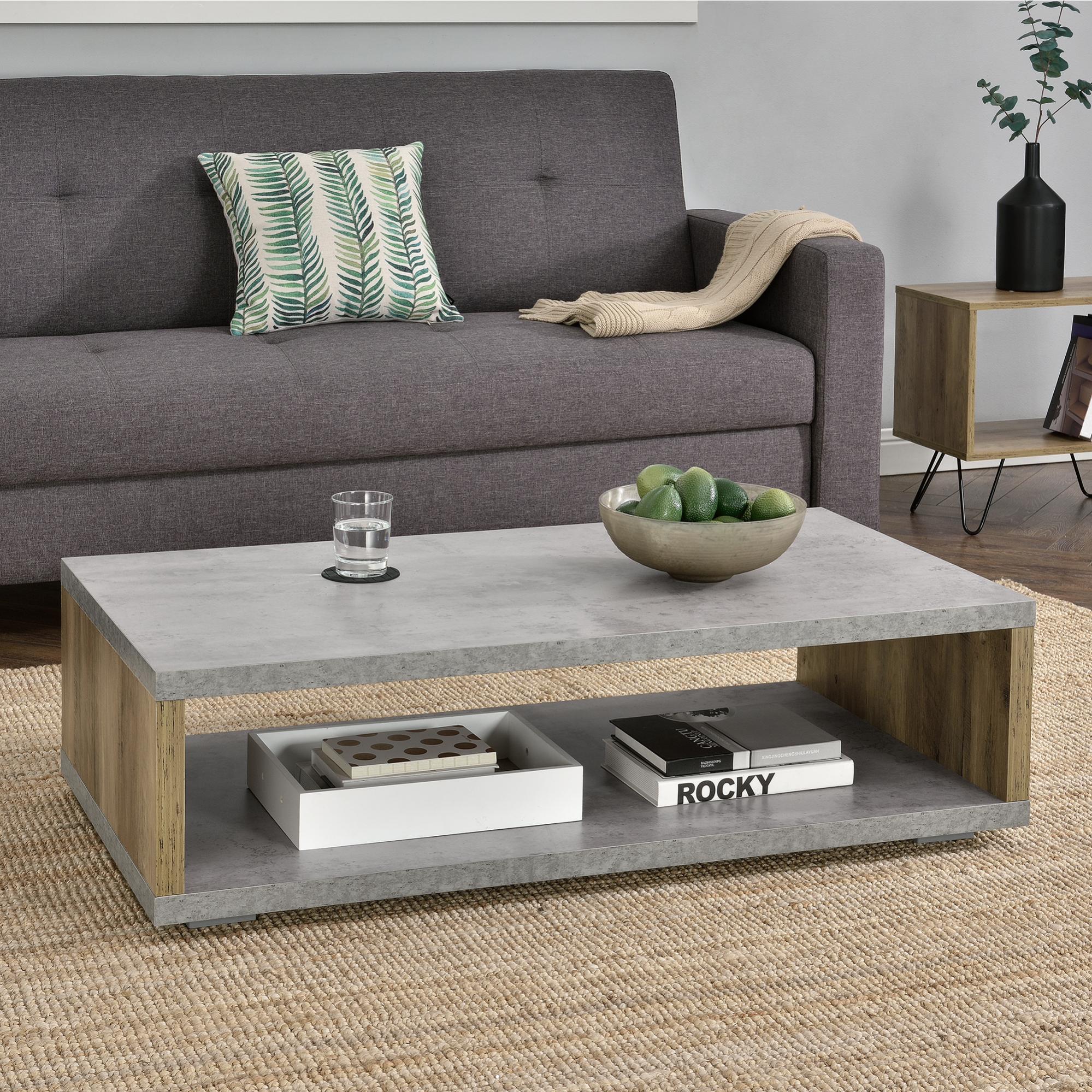 Tavolino Basso Da Soggiorno Stile Industriale 110x60x45 Cm Nero E Color Legno - Acquista Su - 6