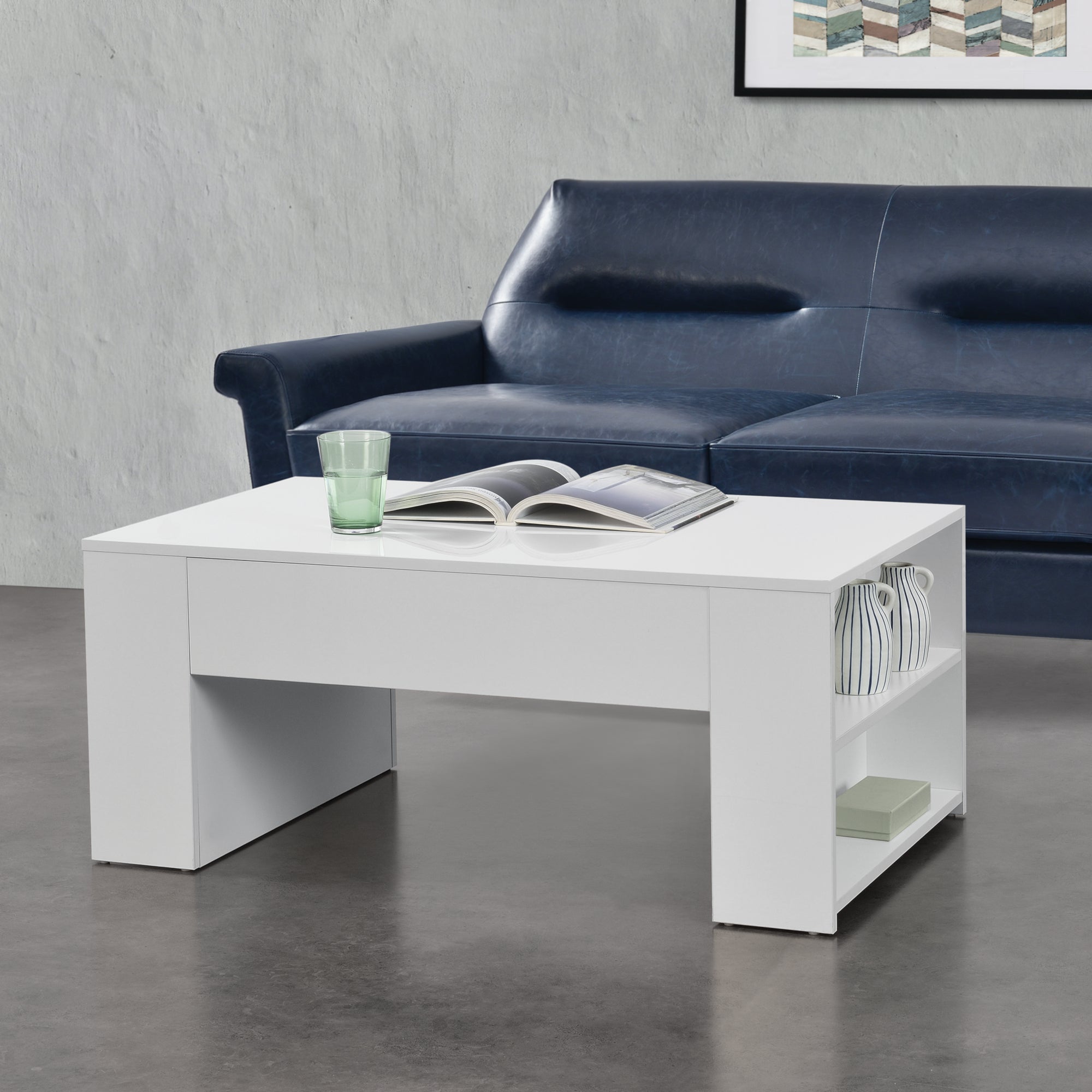 Tavolino basso da salotto tavolo centrale da divano Caffe quadrato con  gambe design minimal 45X45X45 BIANCO