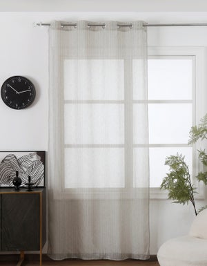 2 cortinas blancas micro-satinadas con trabillas, 140 x 175 cm