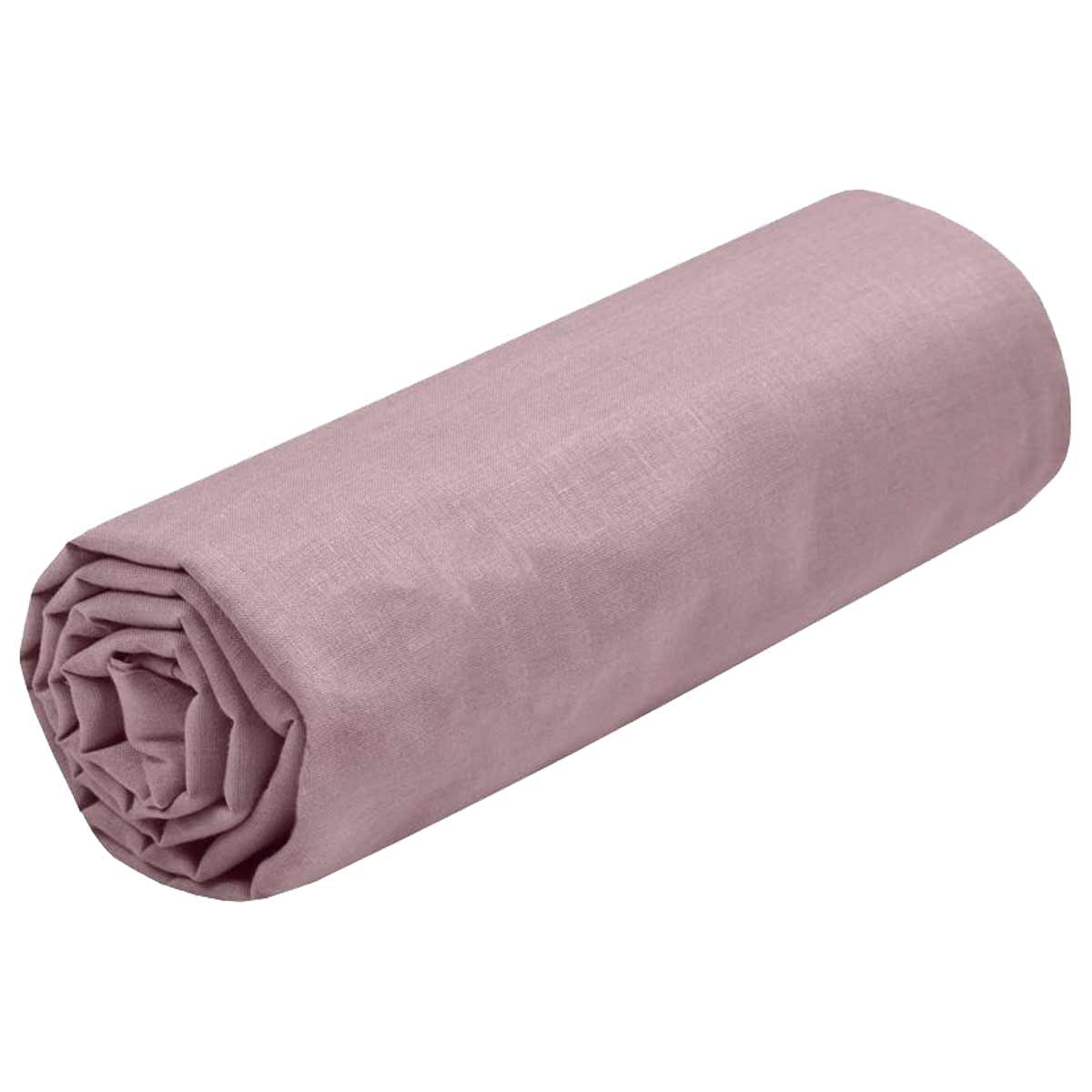Drap housse rose pastel uni, 130x170 cm (51x67 inches), coton