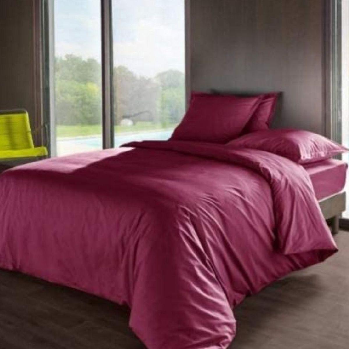 Housse de couette Aubergine percale de coton 80 fils 200x200 cm | Leroy