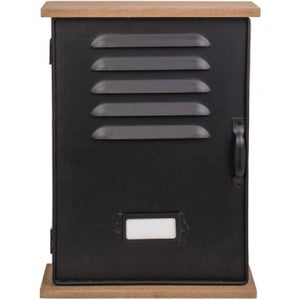 Panier métal carré grillage noir mat avec anses bois pliables