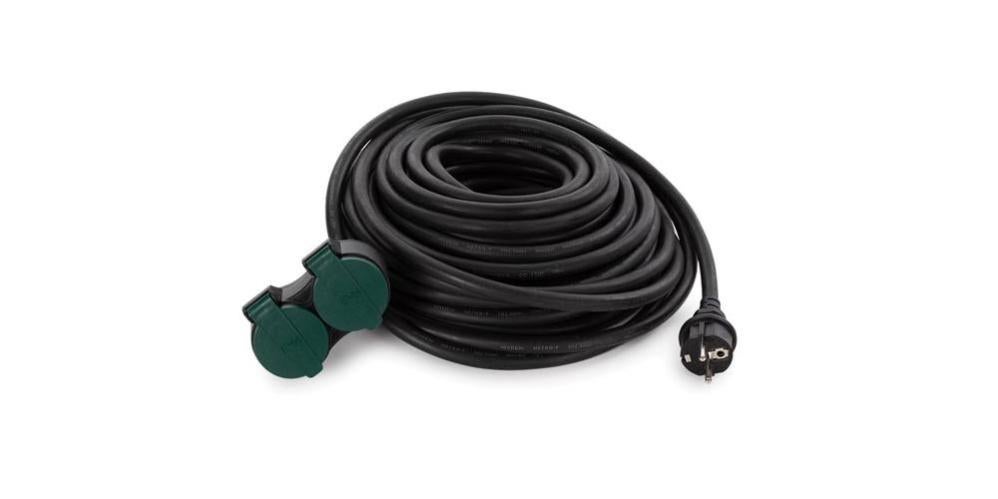 RALLONGE ÉLECTRIQUE AVEC 2 PRISES - USAGE EXTÉRIEUR - 20 m - NOIR - 3G2 ...