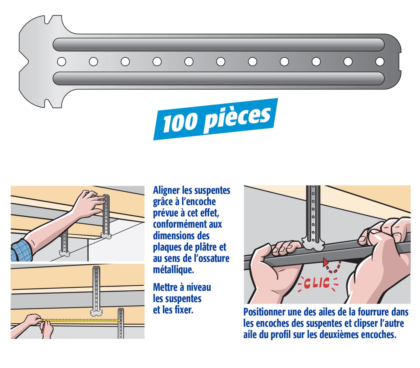 Suspentes Courtes 80 mm F45 Semin, Boite de 100, Lot de 3 - 2