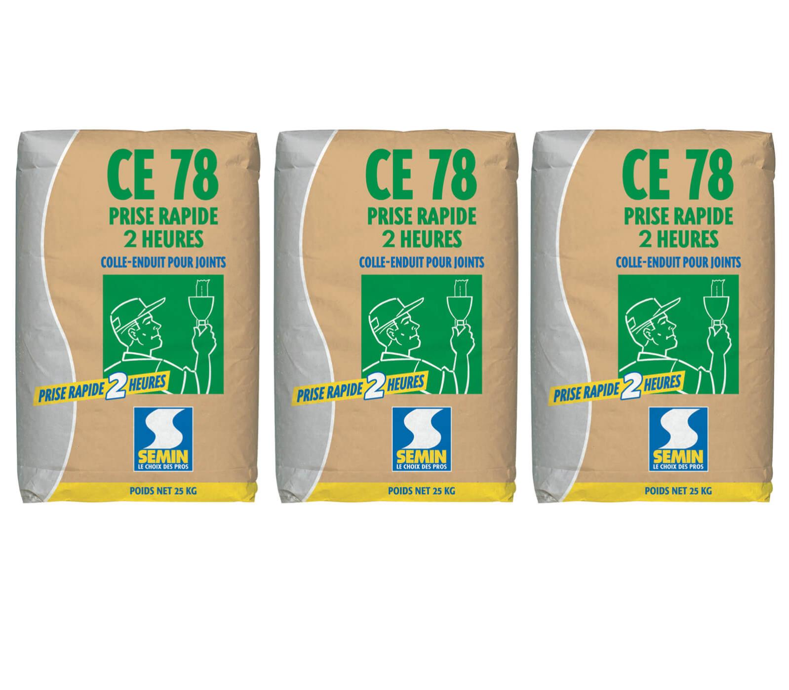 Enduit Pour Joints De Plaques De Plâtre Semin - CE 78 Lent - Temps De Prise 24 Heures - Sac De 25 Kg Lot De 3 84652677 Enduit Pour Joints De Plaques De Plâtre Semin - CE 78 Lent - Temps De Prise 24 Heures - Sac De 25 Kg Lot De 3 84652677