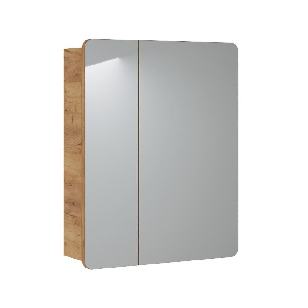 Mobile da bagno con specchio a parete - Rovere artigianale dorato - L40 ...