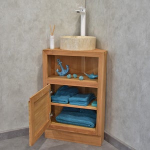 Meuble lave-mains d'angle DIAMANT Slimline SoftClose décor chêne