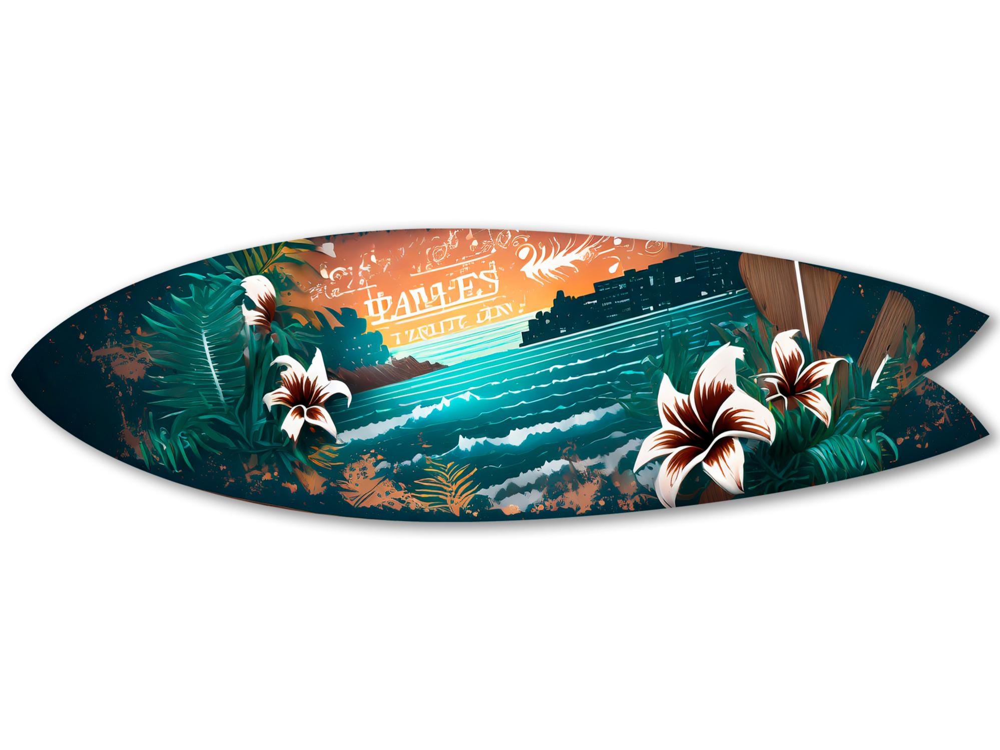 DECLINA Planche De Surf Décorative California Beach – Impression HD Sur Aluminium Dibond 100x30 Cm – Décoration Murale Extérieur Intérieur