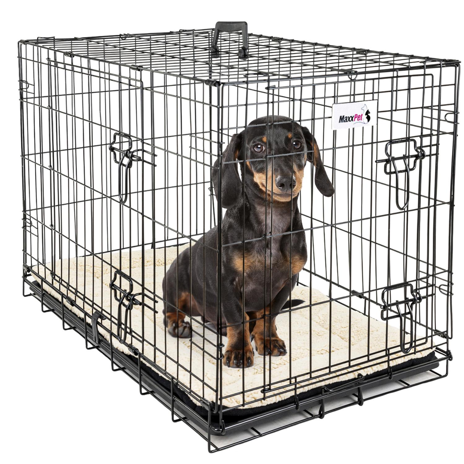 Cage De Transport Pour Chien PawHut 92x57x62.5cm - Pliable, Plateau Amovible, Coussin Inclus - Noir
