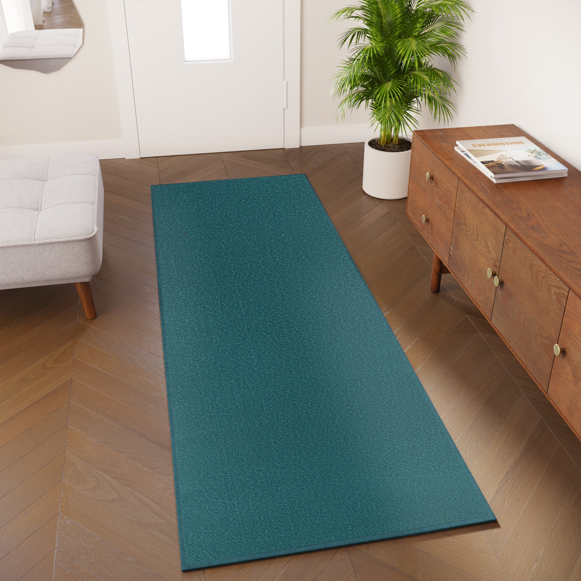 Tapiso mono alfombra de pasillo corredor entrada de pelo bajo moderna azul oscuro uni interior exterior oeko-tex 100 x 460 cm