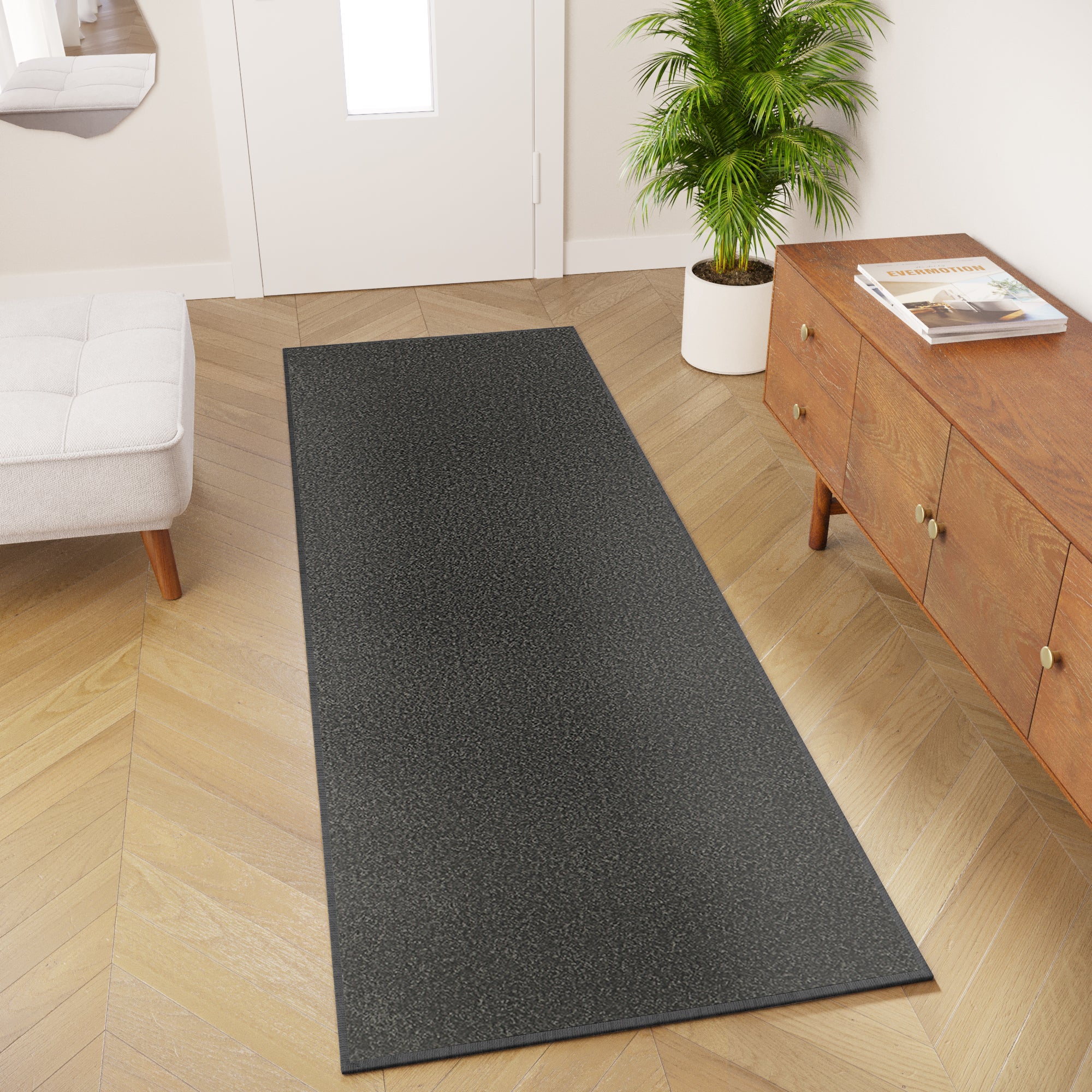 Tapiso mono alfombra de pasillo corredor entrada de pelo bajo moderna gris oscuro uni interior exterior oeko-tex 70 x 330 cm