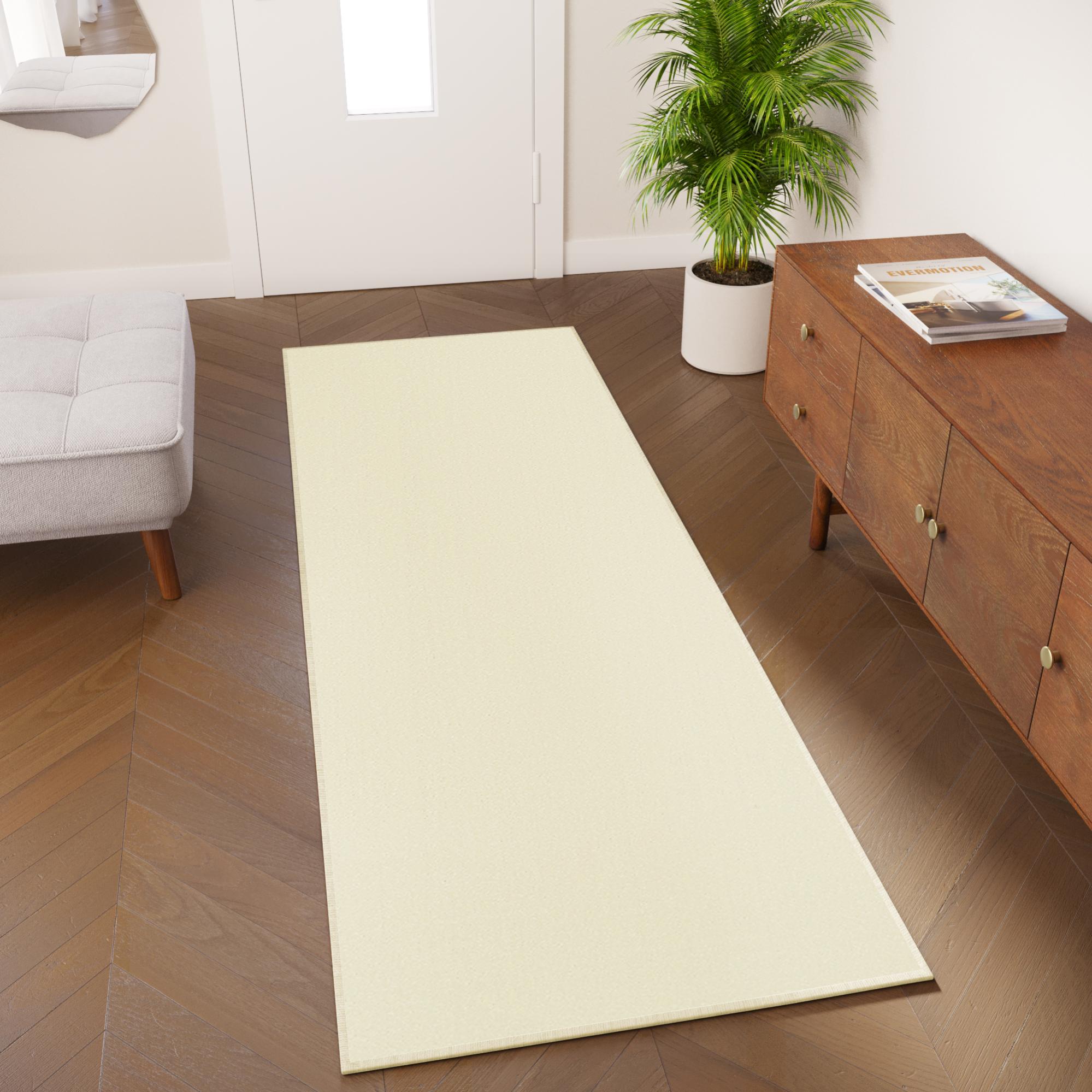 Tapiso mono alfombra de pasillo corredor entrada de pelo bajo moderna crema uni interior exterior oeko-tex 90 x 460 cm