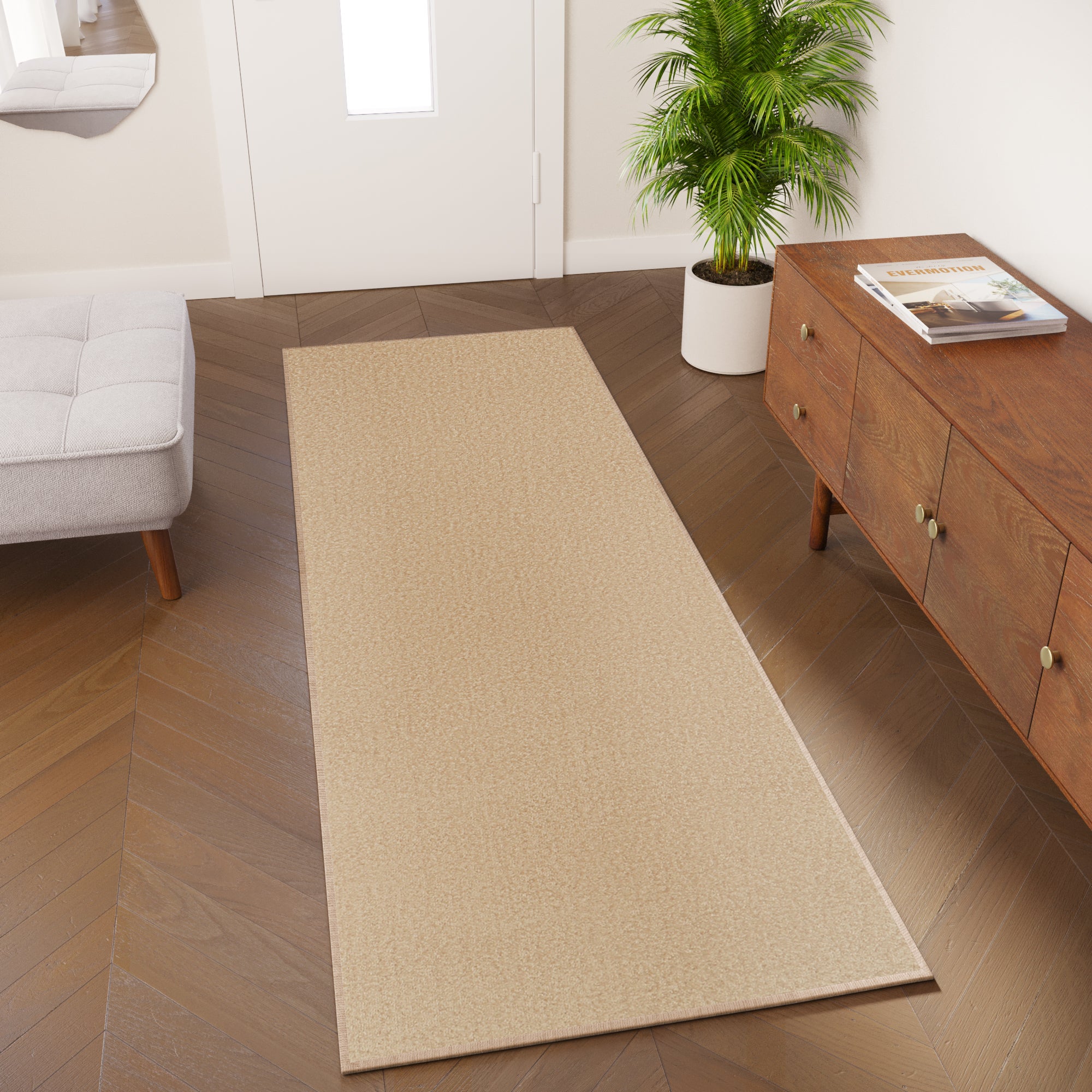 Tapiso mono alfombra de pasillo corredor entrada de pelo bajo moderna beige uni interior exterior oeko-tex 100 x 100 cm