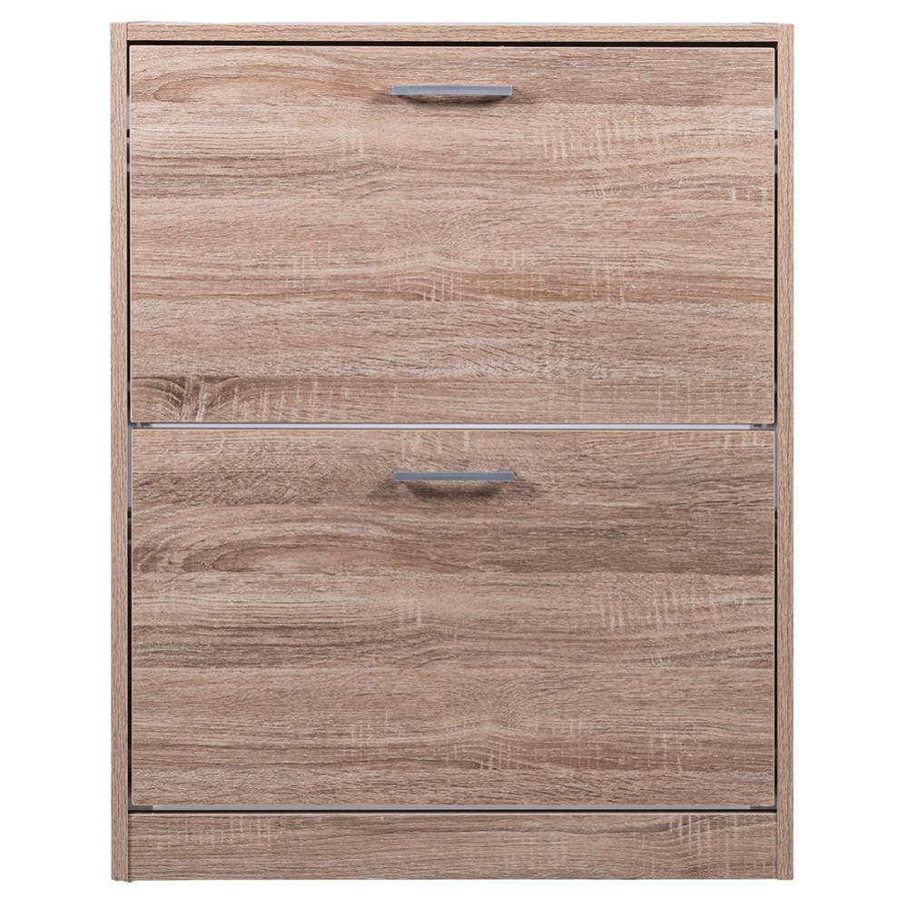 Scarpiera In Legno Doppio Scomparto Slim - 63x24x80 Cm, 3 Ante A Ribalta, Fino A 12 Paia Di Scarpe