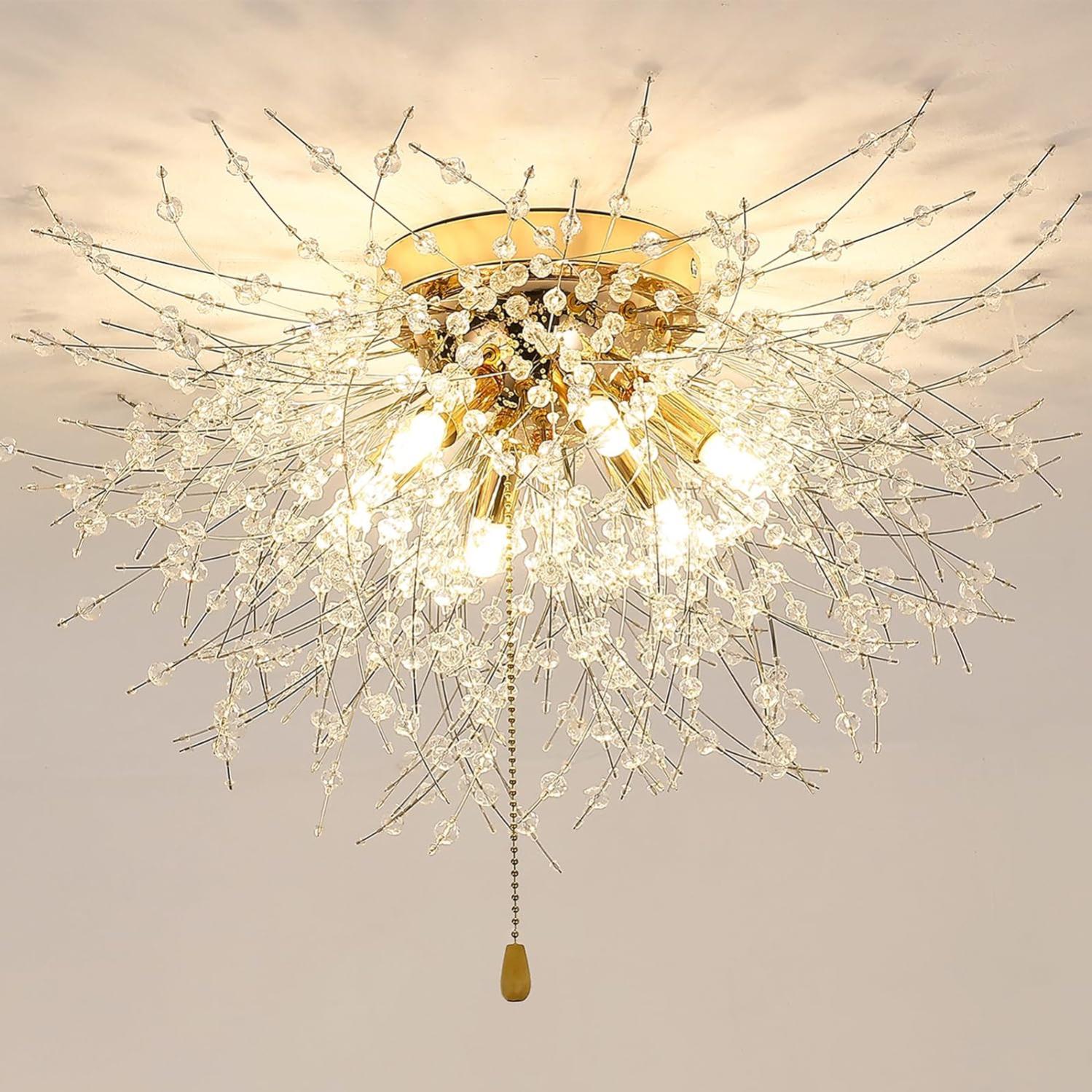 WDBZTJ Lampada a Sospensione A LED, Lampadario Moderno Con Fuochi D' artificio, Plafoniera Rotonda Spark Ball Per Sala Da Pranzo, Soggiorno, Camera Da Letto, Cucina, Caffetteria,Silver 30cm,3000K