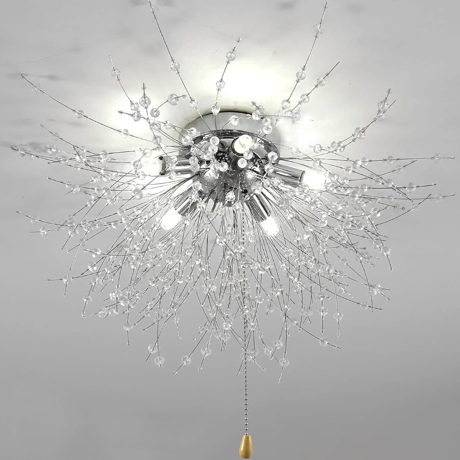 Luminaire Plafonnier en Cristal, Lustres de Feu d'Artifice Moderne, Lampe  LED Plafond Dimmable 3000K-6500K