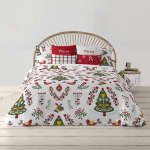 Copripiumino con bottoni 100% cotone Merry Christmas 44 per letto