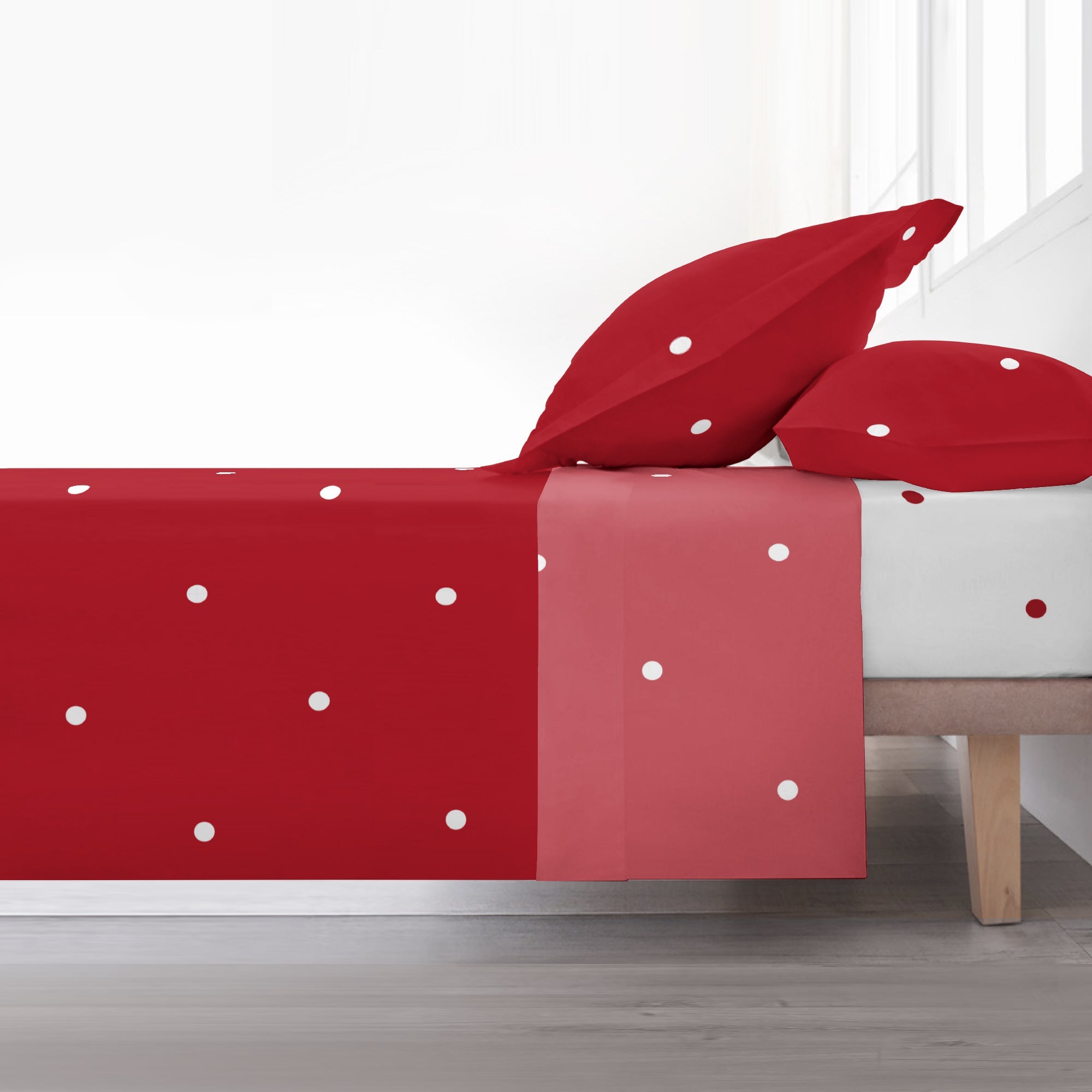 Set di lenzuola 100% cotone Laponia 47 Rosso per letto di 180