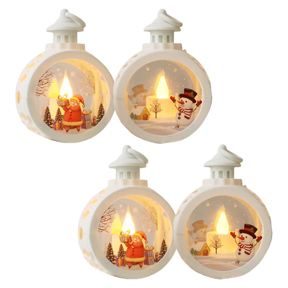 4 pièces Bougie LED circulaire suspendue, produits décoratifs de noël,  décoration de fenêtre Portable (12x8.5 cm)