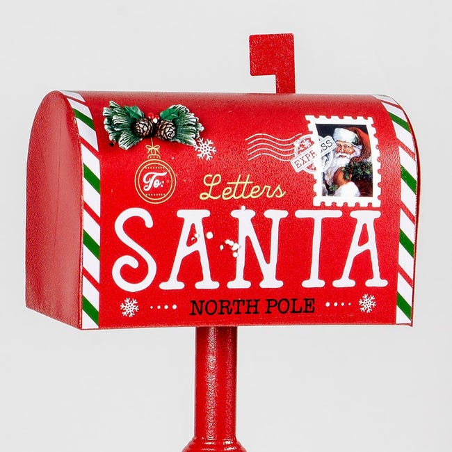 rpt, Cassetta Postale Natalizia - Porta Lettere per Babbo Natale in Metallo  Rosso 100 cm per allestimenti vetrine o villaggi