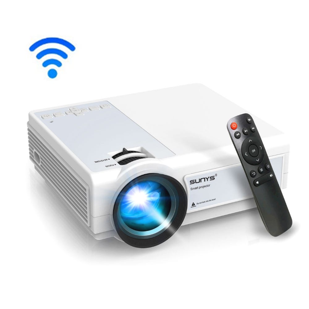 Projecteur, projecteur Bluetooth WiFi, Full HD, projecteur 1080P, projecteur  vidéo Home Cinema 4K, mini projecteur Blanc
