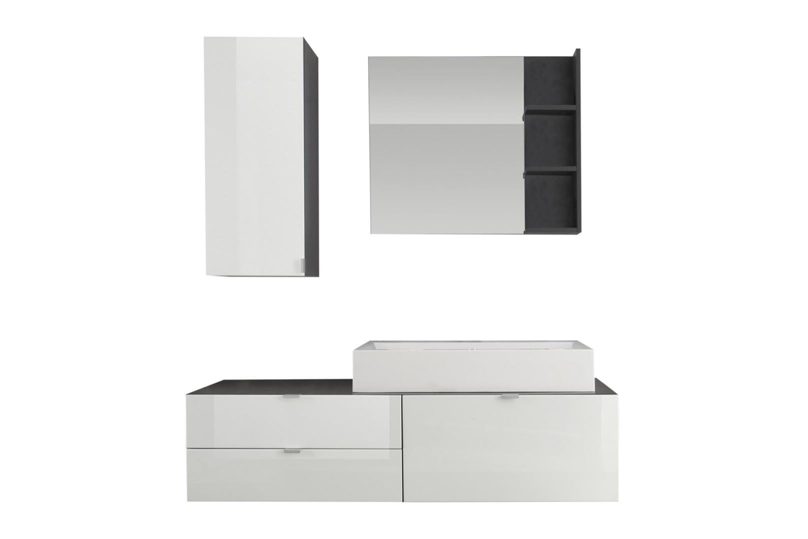 Beach Ensemble de meubles de salle de bain 140 x 193 cm, gris, blanc