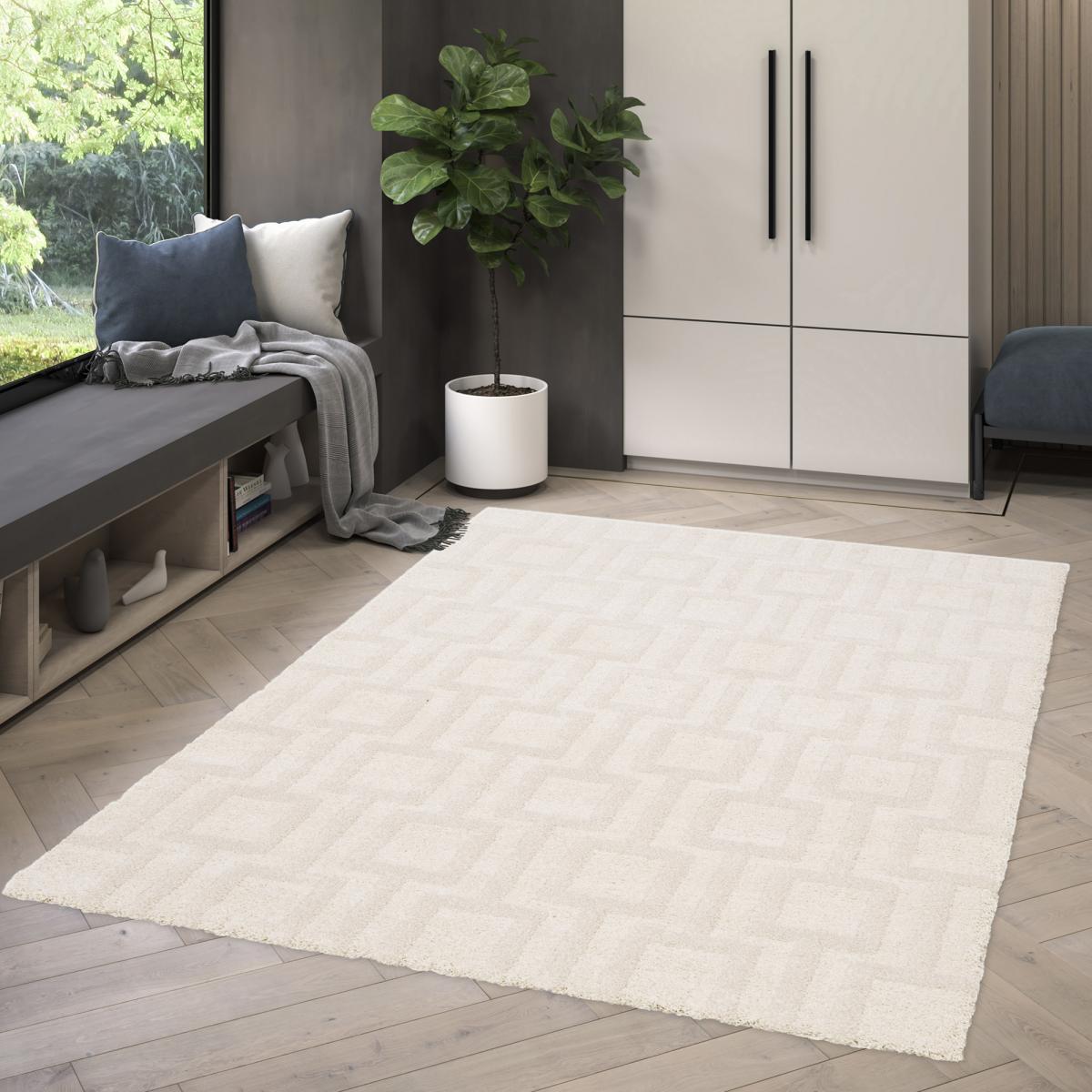 Tapis berbère style - 160x220 cm - SG EXTRA EXTRA DOUX 3 Crème - Polyester  - UN AMOUR DE TAPIS