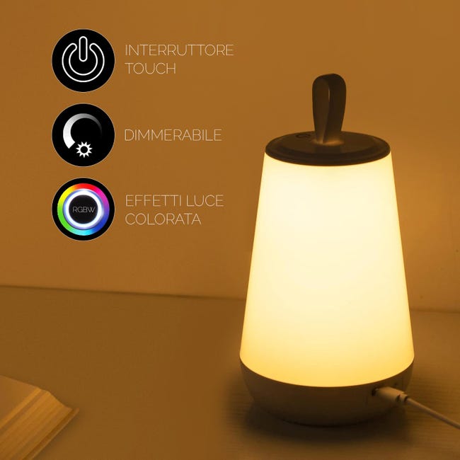 Lámpara LED RGB RGBW recargable portátil luz de colores niños relajación  noche táctil regulable cabecera camping 3W